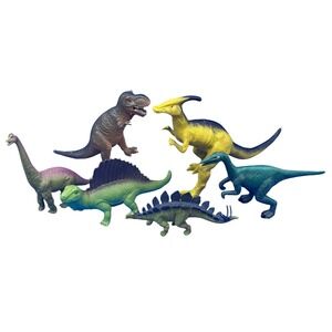 Vintage Style Plastic Dinosaur Figures Lot of 6 T-Rex Stegosaurus Brachiosaurus